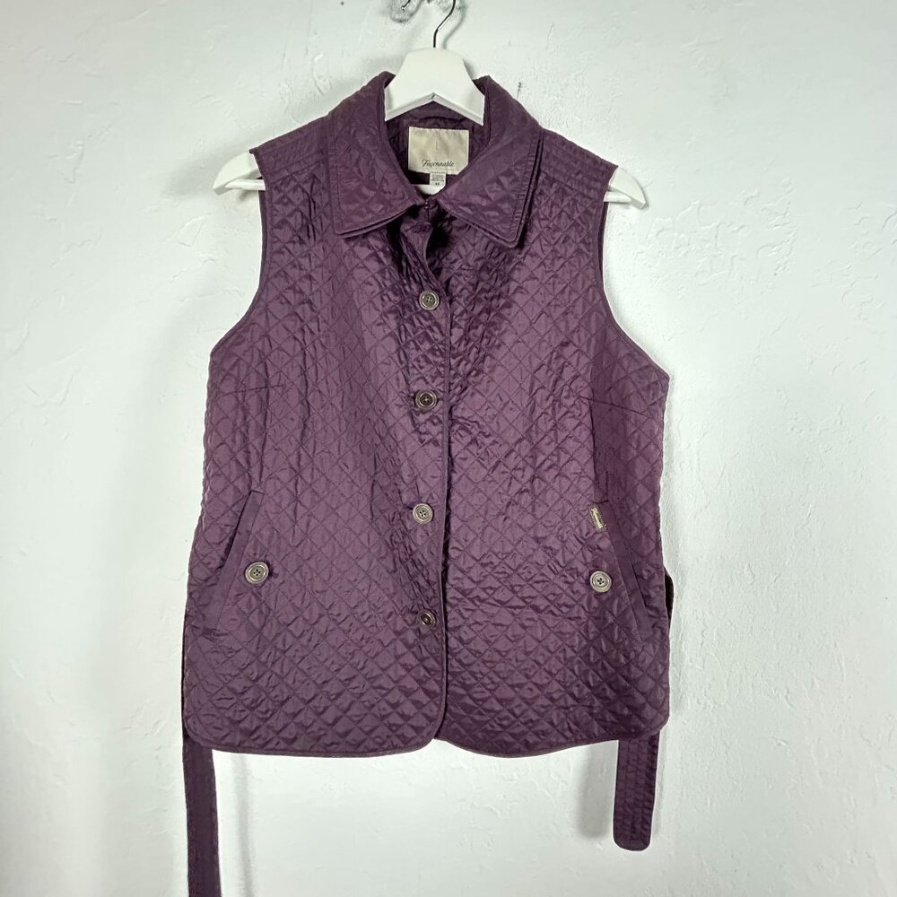 Faconnable Womens Quilted Water-Resistant Vest Medium Purple Packable Outdoor